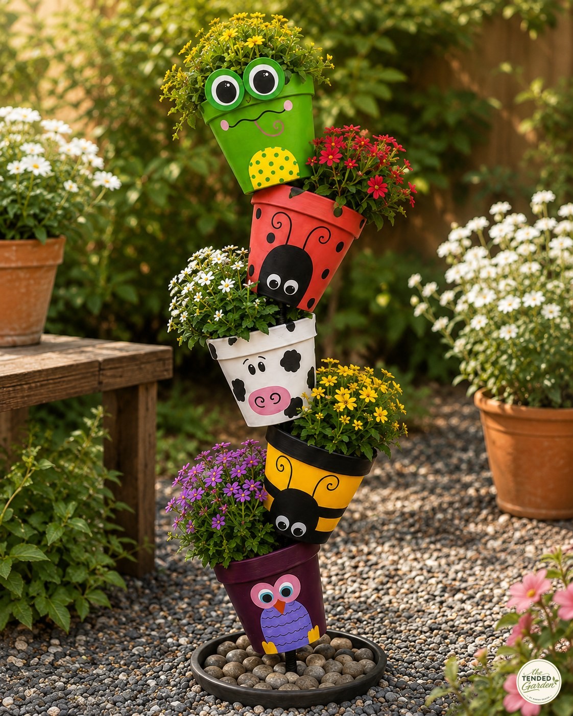 How I Built A Whimsical Stacked Clay Pot Animal Totem For
