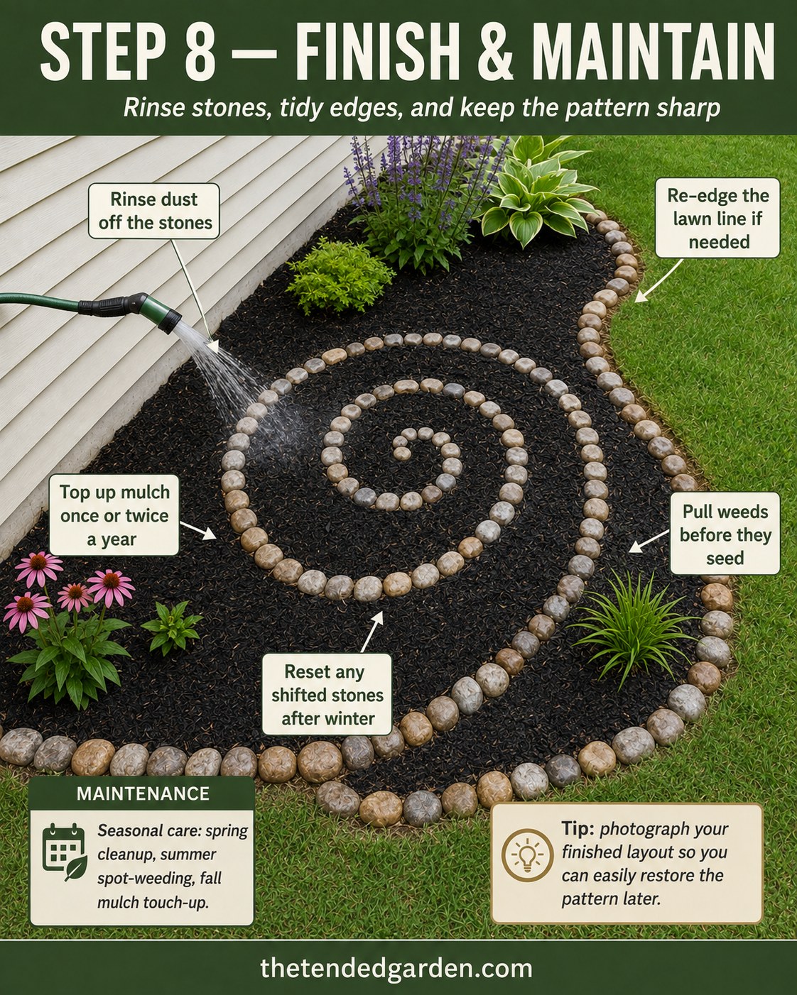 How I Built A River Rock Spiral Mulch Bed (Step By Step,