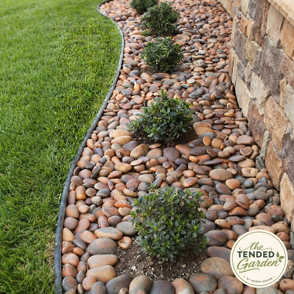 Crushed shell path and agave plantings give this side yard landscaping a coastal, drought-tolerant feel
