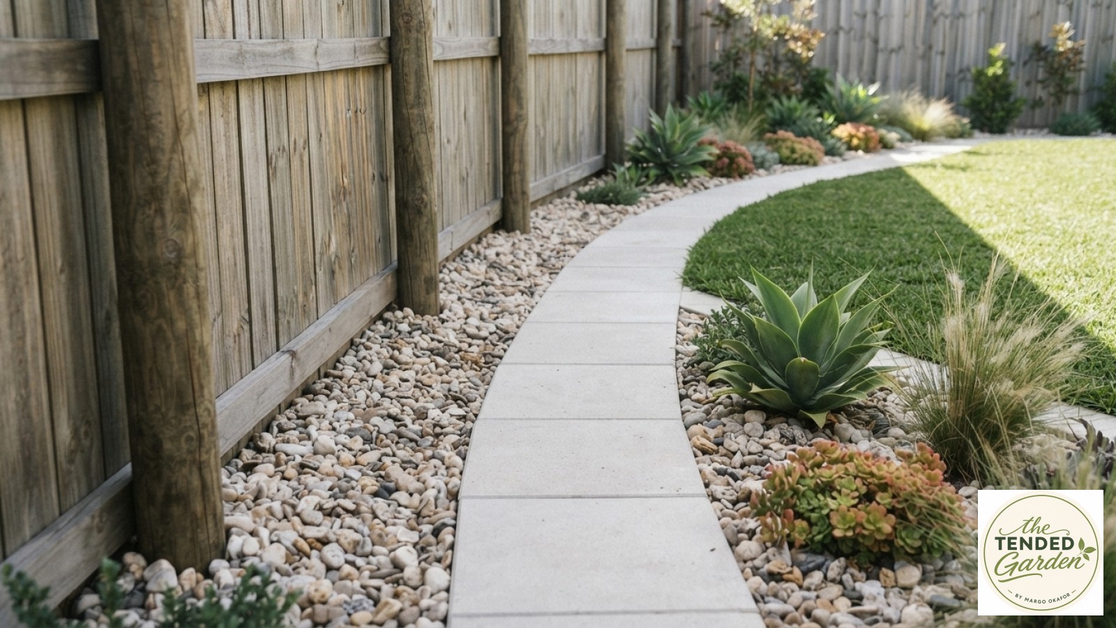 A raked gravel zen garden with a Japanese maple shows a minimalist side yard landscaping idea